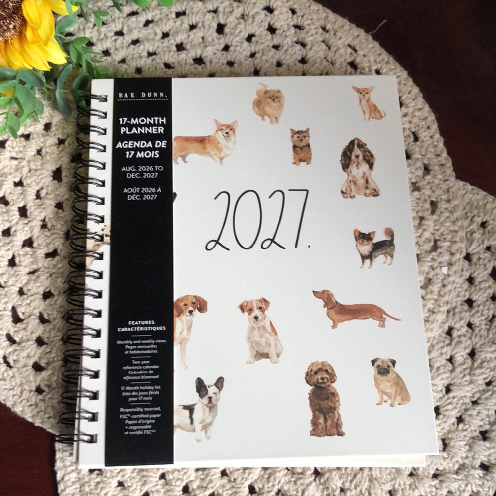 Rae Dunn 2027 Planner with Mixed Dog Breed Illustrations